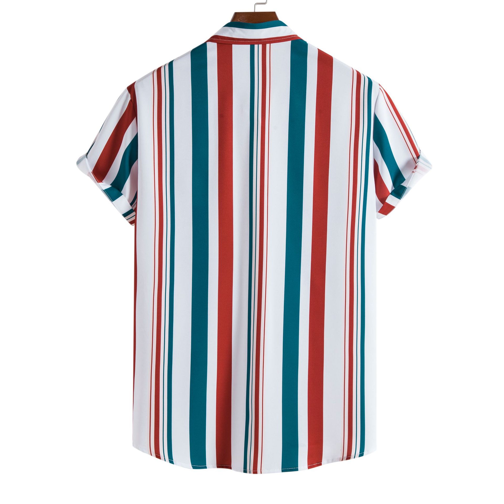 Title 12, Mens striped casual shirt with digital printin...