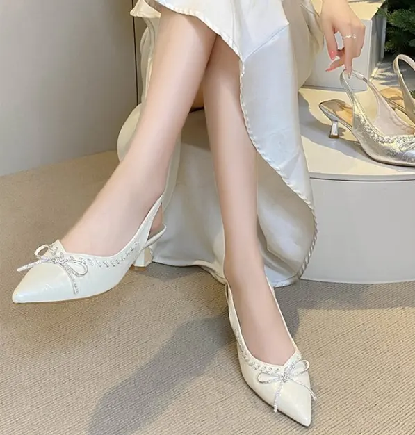 New French Bow Hollow Closed Toe Sandals