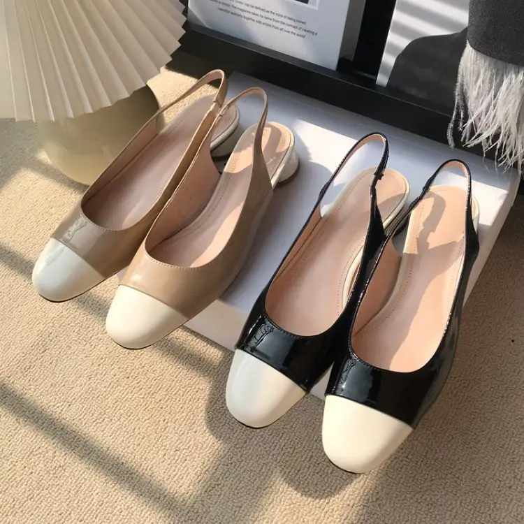 Sandals With Full Leather Inside And Outside, Thick And Low-heeled Buckle Strap