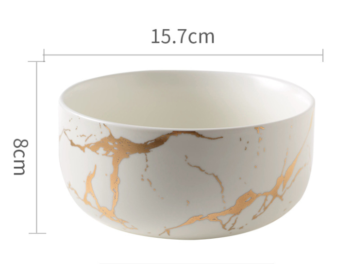 Nordic Wind Frosted Ceramic Marble Gold Thread Western Food