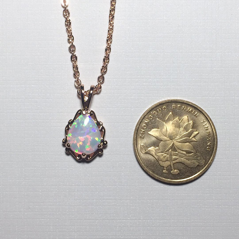 Sterling Silver Fancy White Opal Necklace