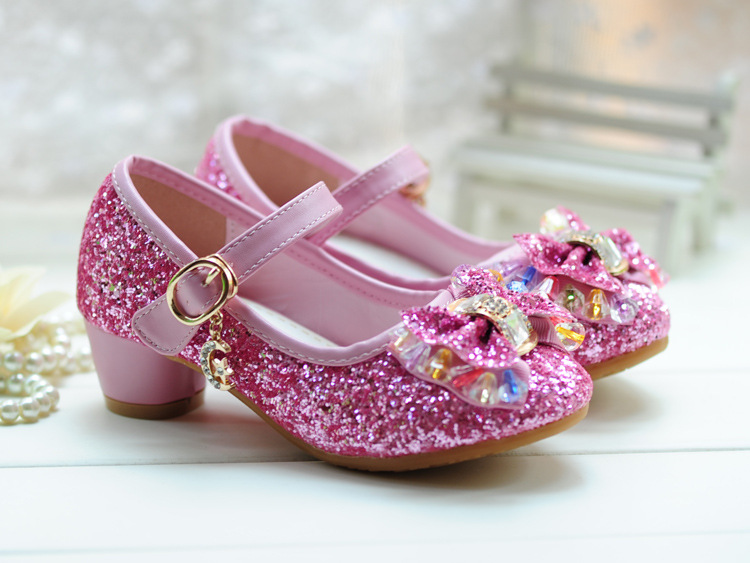 Title 3, Girls High Heel Shoes Princess Crystal Shoes Mi...