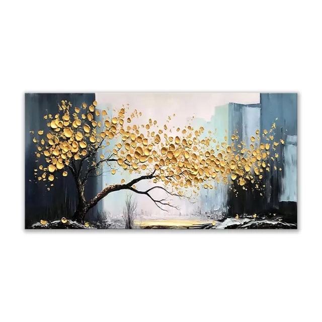 Large Abstract Handmade Painting Abstract Golden Tree Still Life Canvas Painting Wall Art Lucky Tree Landscape Modern Home Living Room Decor With... Without Inner Frame - Shop at LoveMi