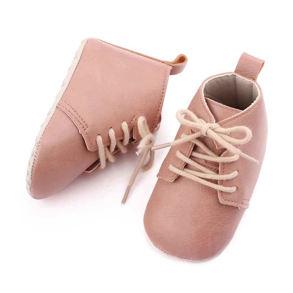 Girls' Fashion Simple PU Leather Lace Up Toddler Shoes