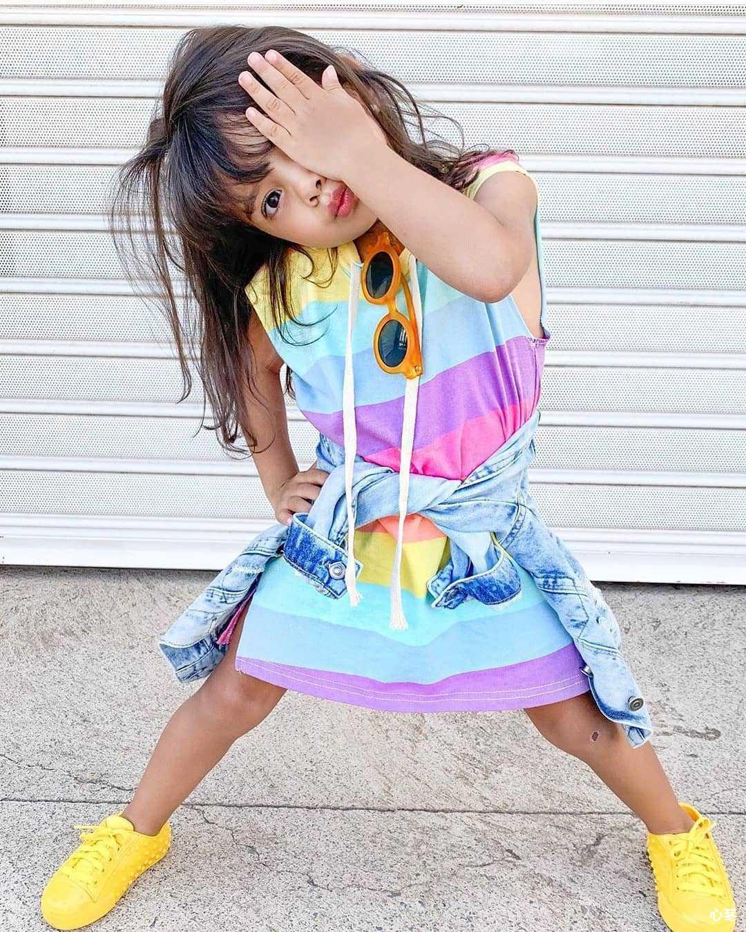 Girls Rainbow Jumpsuit Western-style Princess Sleeveless Vest Dress