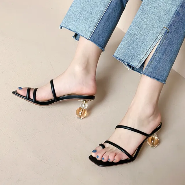 Designer Shoes Profiled Heel Sandals And Slippers Women Black - Shop at LoveMi