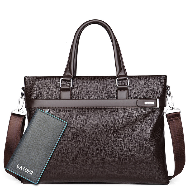 Large Capacity Business Handbag Men's Soft Leather Briefcase — foto 5