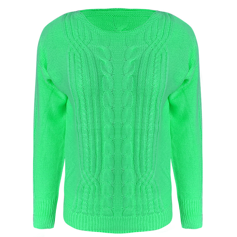 Title 10, Fluorescent Round Neck Twist Twist Casual Knitt...