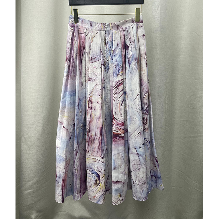 Women's Cotton Poplin Print A-Line Skirt
