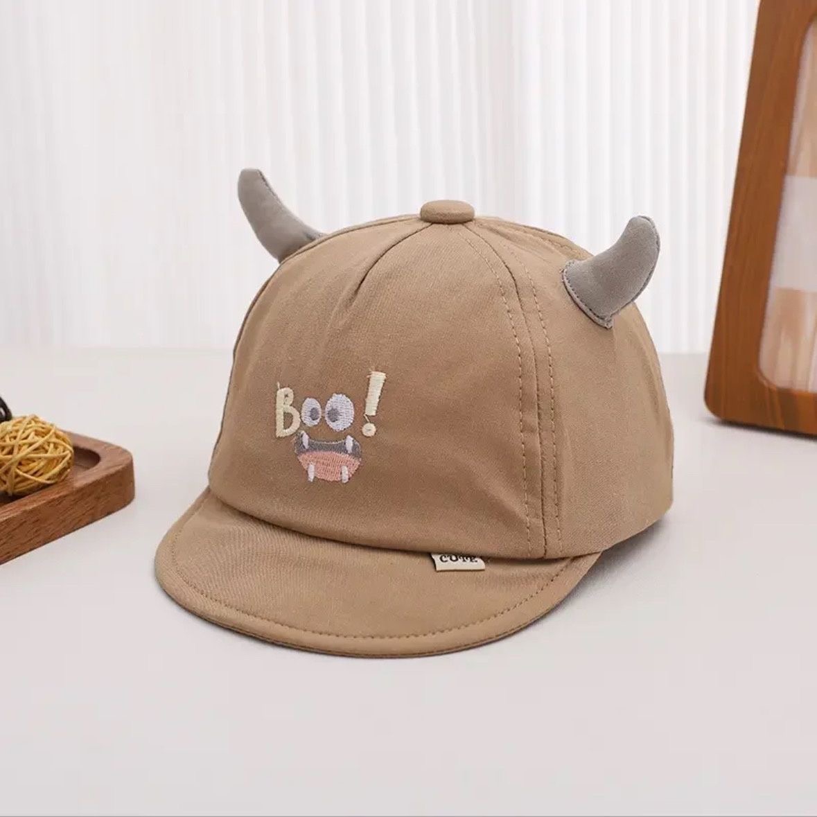 Summer Baby 3D Horned Monster Boo Monster Cute Expression Embroidered Soft Cute Kids' Style Baseball Cap Suitable For Daily Use 3