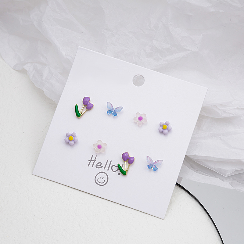 Silver Needle Color Tulip Butterfly Set