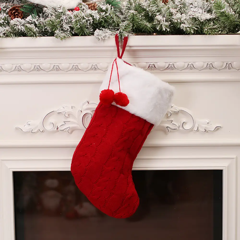 New Christmas Ornaments Knitted Striped Wool Socks