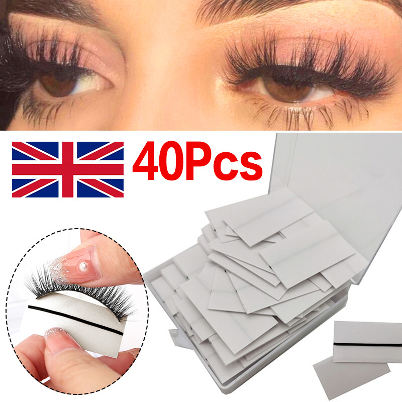 UK 40 PiecesBox Reusable Self-Adhesive Eyelash Glue Strip False Eyelashes Black
