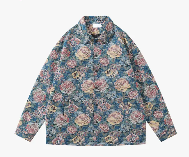 Men's And Women's Loose Multi colored Long sleeved Colorful Shirt 11223Blue - Shop at LoveMi