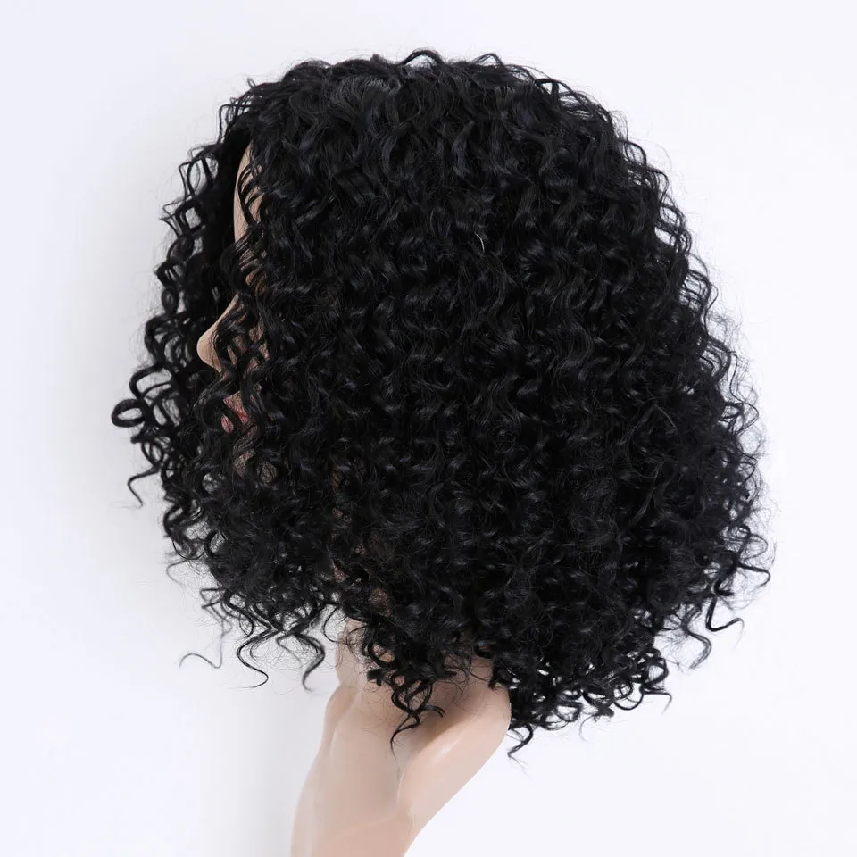 Women's Short Curly Hair African Small Curly Explosive Head Chemical Fiber Headset - Black