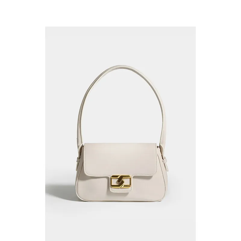 Spring And Summer Texture Underarm Bag Trendy Shoulder Bag Female Messenger - Cream