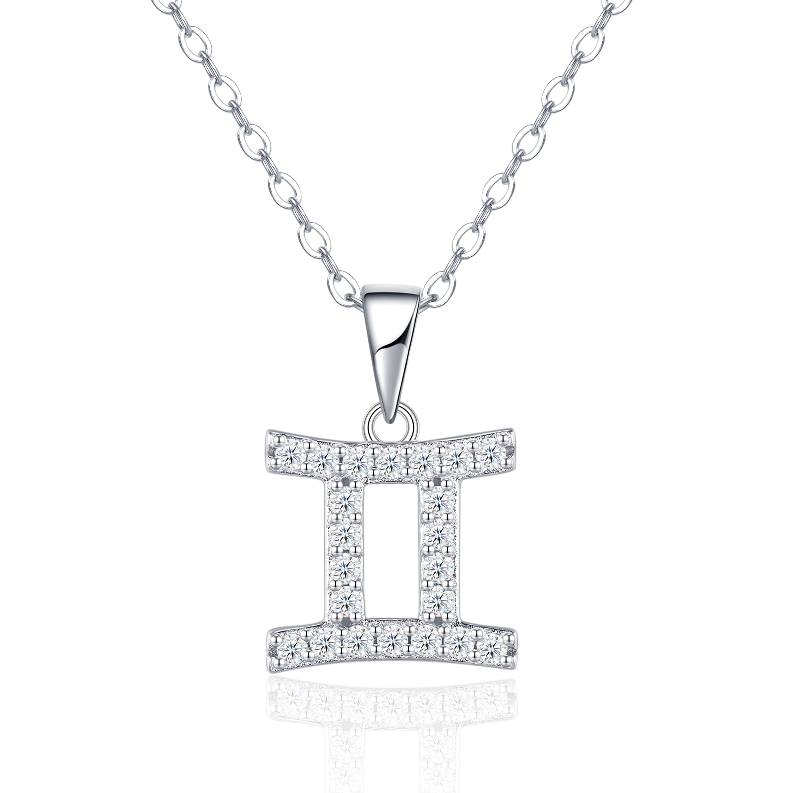 S925 Sterling Silver Gemini Necklace For Women D Color VVS1 Moissanite Zodiac Pendant, 3.4g Platinum Plated Astrology Jewelry With GRA Certificate, Perfect Birthday & Anniversary Gift Box Set For He