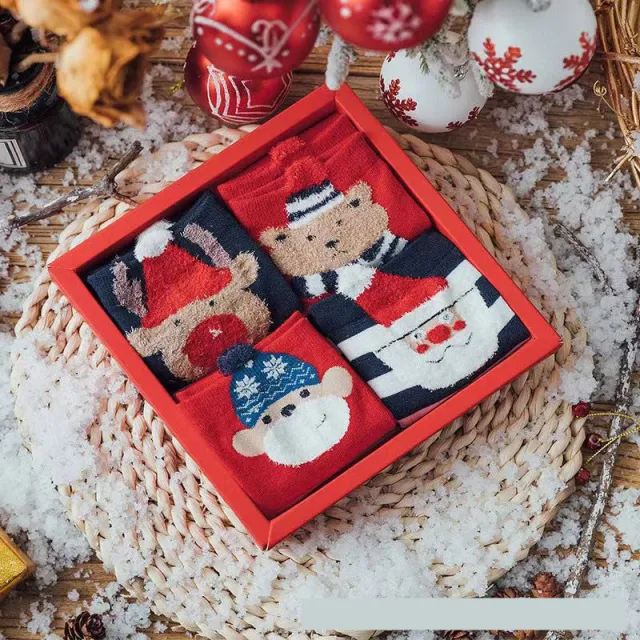 New Year And Christmas Present In Tube Animal Socks Santa Claus Gift Box One Size - Shop at LoveMi