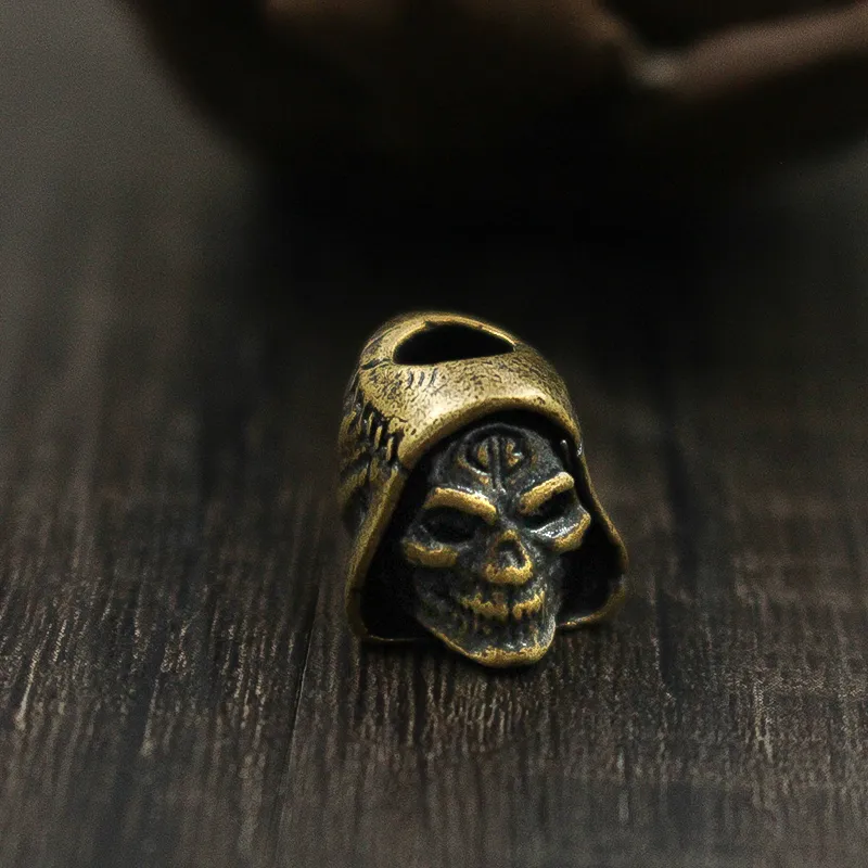Wearing A Hat Skull Knife Falling Car Key Pendant Edc Pure Copper - Brass