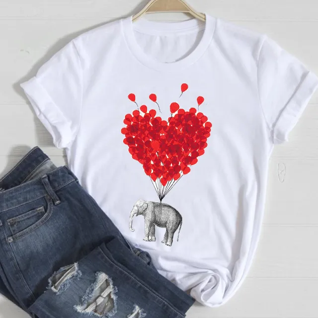 Printed Casual Short sleeved Top T shirt K - Shop at LoveMi