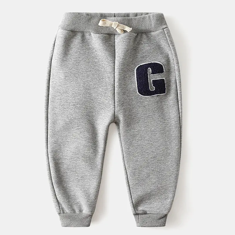 Children's Clothing Boys' Letter Embroidered Plus Velvet Pants Baby