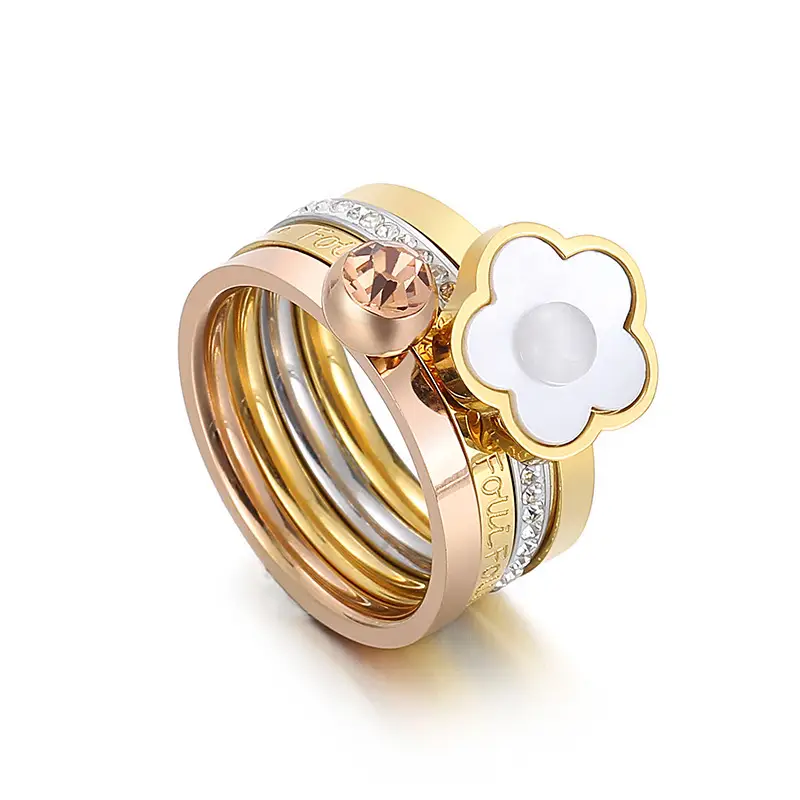 Simple Fashion Stainless Steel Ring Four In One
