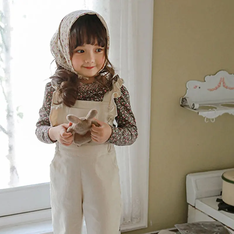 Children's Clothing Children Girl Lotus Collar Floral Cotton T-shirt