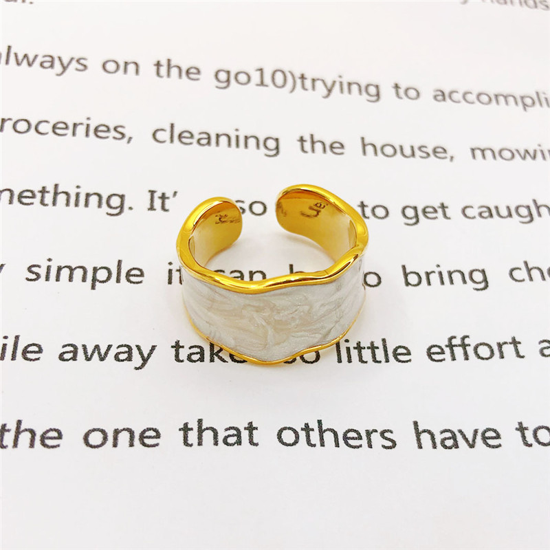 Color Matching Enamel Ring Female Opening Adjustable 18k Real Gold Plating