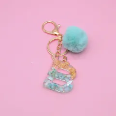 26 English Alphabet Keychains, Green Shell And Gold Foil Epoxy Bag Key Pendant - View 1