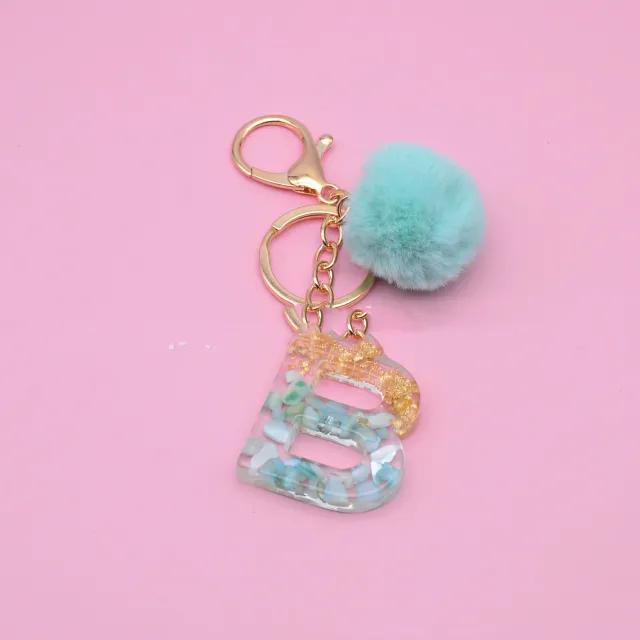 26 English Alphabet Keychains, Green Shell And Gold Foil Epoxy Bag Key Pendant - Shop at LoveMi