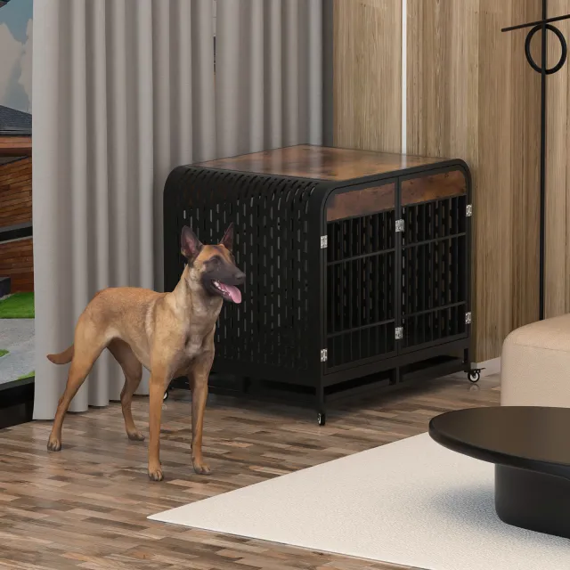 Heavy Duty Dog Crate Furniture Wooden Table 42inch Brown Brown - Shop at LoveMi