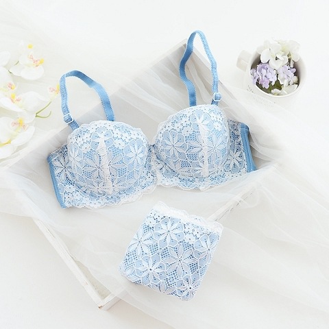 Title 1, Half-Cup Sexy Student Underwear Set with Lace T...