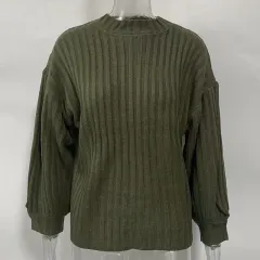 New European And American Women's Plain Quality Knitting Sweater - Army Green - View 1