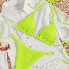 Factory Women's Sexy Small Rib Bikini Tie Bikini Set Two Piece Swimsuit Beach Wear - Style3-S - View 1