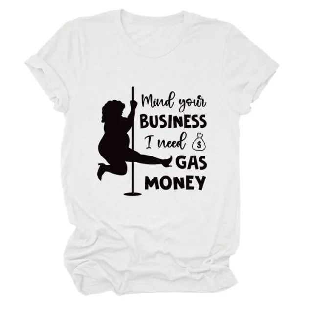 Round Neck Fashion Short Sleeve Loose T Shirt White Black Font - Shop at LoveMi