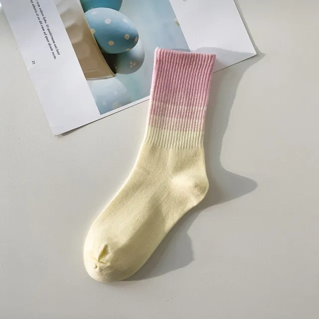 Fashion Gradient Color Street Skateboard Sports Socks Pink Pink Yellow Gradient - Shop at LoveMi