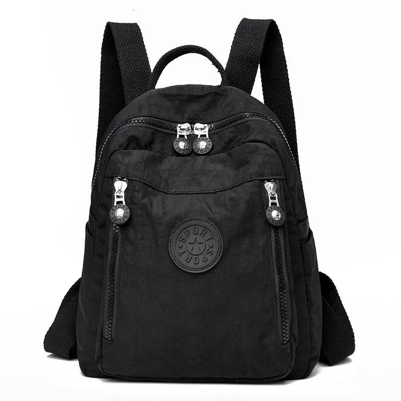Fashion Backpack Oxford Cloth Travel School Bag - Black