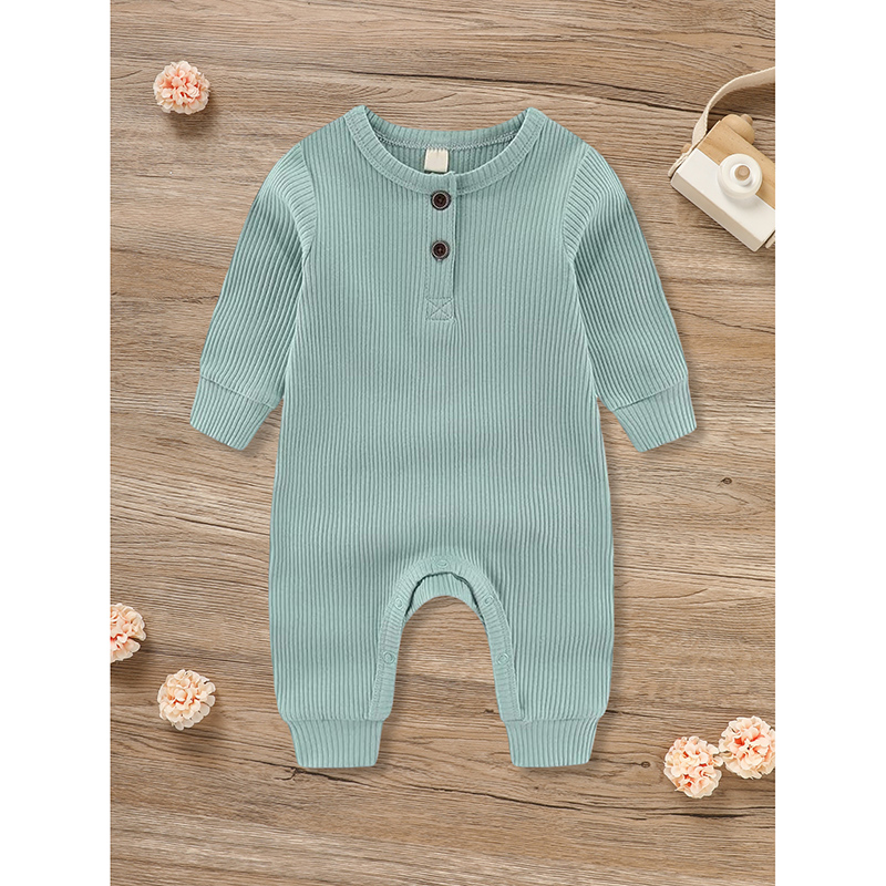 3-Pack Newborns Infants Baby Boys & Girls Long Sleeve Ribbed Romper Soft Button Front Jumpsuit — foto 8