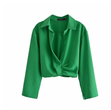 Short Shirt Casual Suit With Pleated Decoration