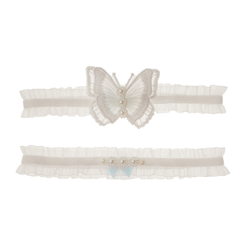 Bridal Garter Embroidered Butterfly Garter Belt Sexy Lace Thigh Loop