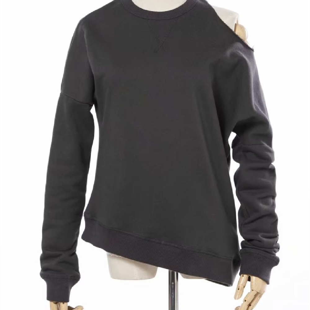 American Retro Dark Gray Chic Hair Circle Round Neck Hoodie