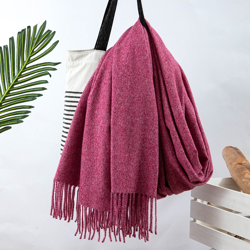 Solid Color Tassel Cashmere Fee LScarf For Women, Thick Warm Large Shawl, Long Wrap For Autumn Winter