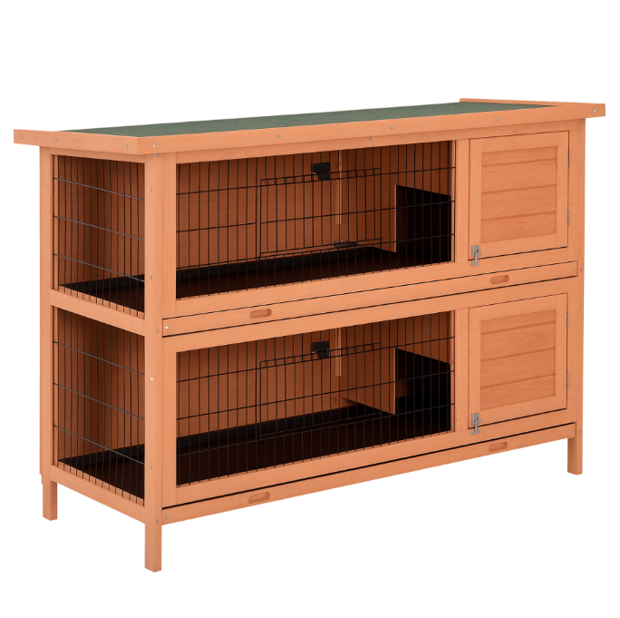 54 Rabbit Cage, 2 Tier Rabbit Hutch Outdoor Guinea With Removable Dividers And Pull Out Trays, Orange Orange - Shop at LoveMi