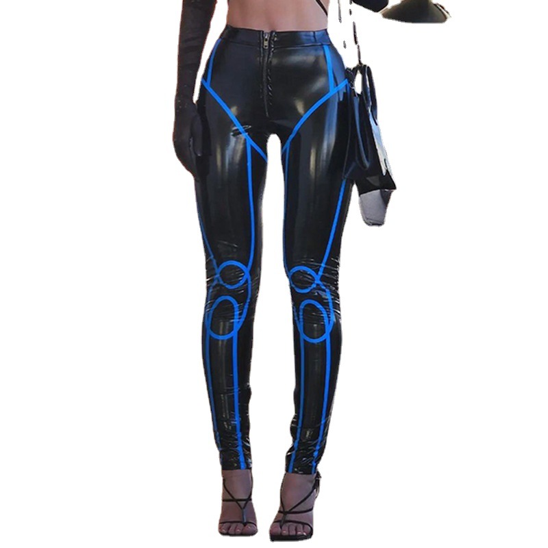 Fashion Women's Motorcycle Cool PU Bright Leather Pants