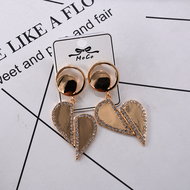 The Same Earrings, Peach Heart And Diamond Earrings
