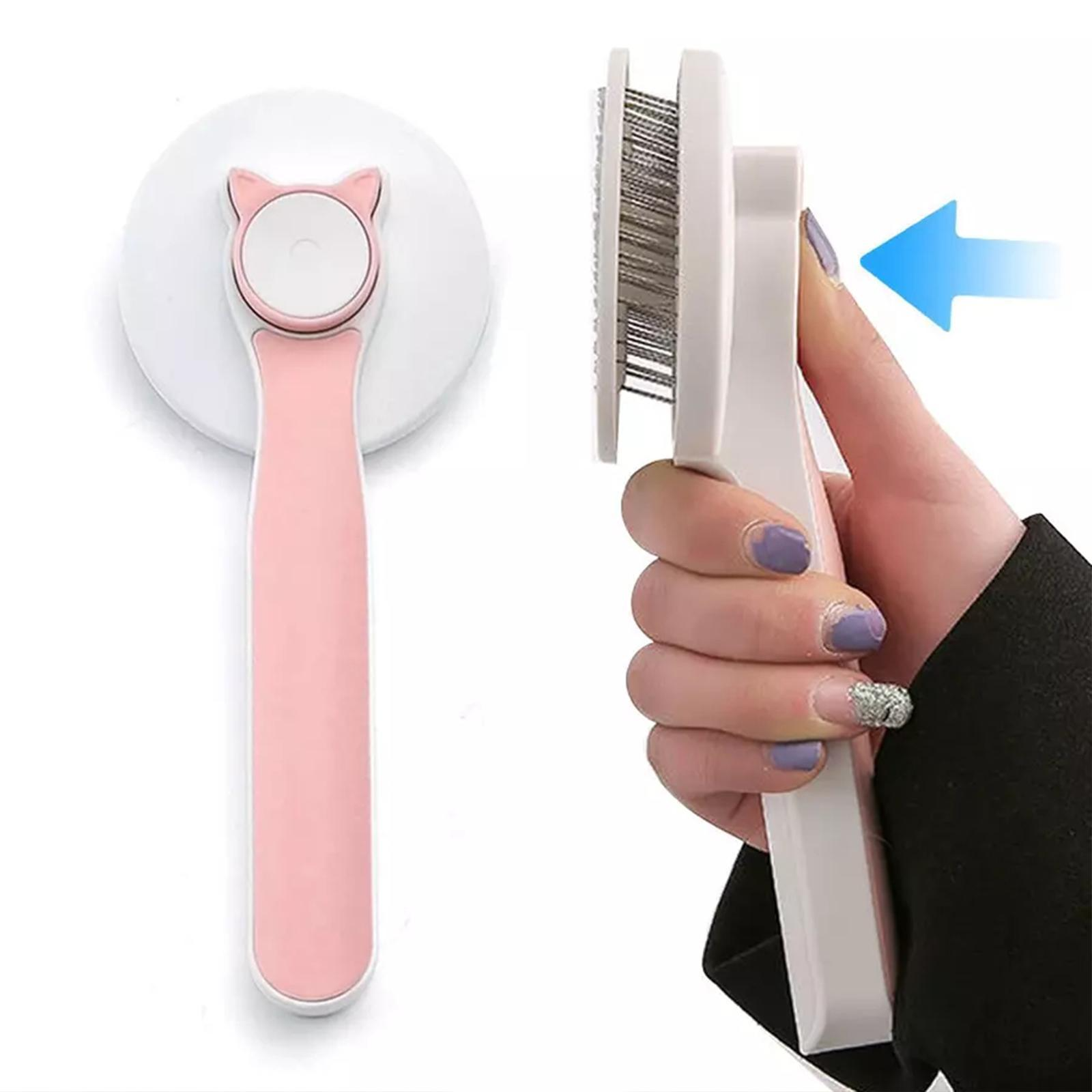 Cat grooming brush for dogs and cats, self-cleaning slicker brushes with stainless steel needle comb for pet hair removal. Self-cleaning feature for convenient grooming. Can be used as a hair remover scraper and pet grooming tool.