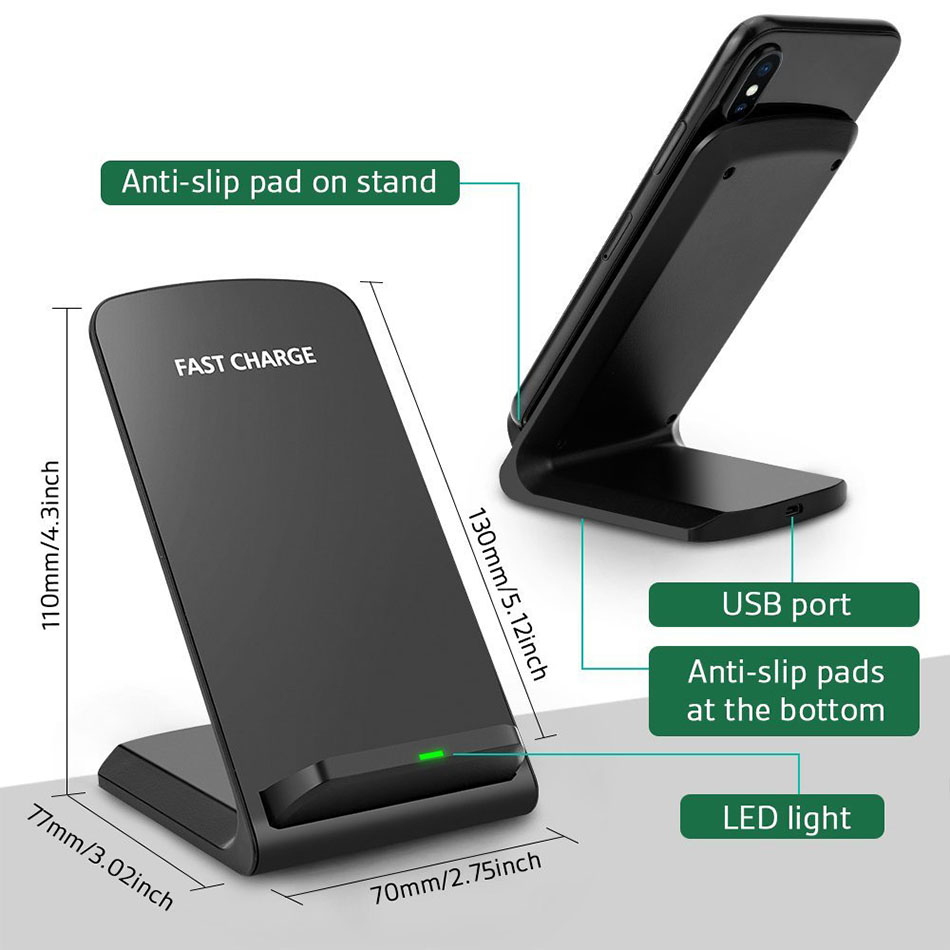 30W Fast Charging Vertical Wireless Charger Fruit Phone Desktop Stand - Image 6