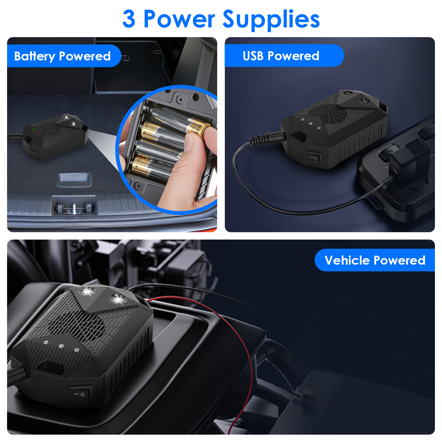 2 Pack Under Hood Ultrasonic Rodent Repeller Rodent Control Deterrent Chaser Blocker For Vehicle Indoor With Strobe Light 3 Power Supplies 4