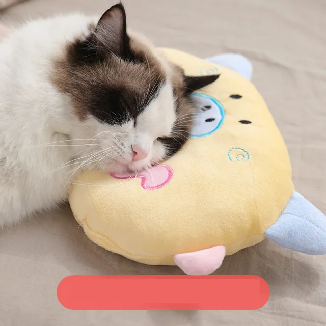 Teddy Dog Bed Bedding Cartoon Cat Sleeping Mat Oval Yellow - Shop at LoveMi
