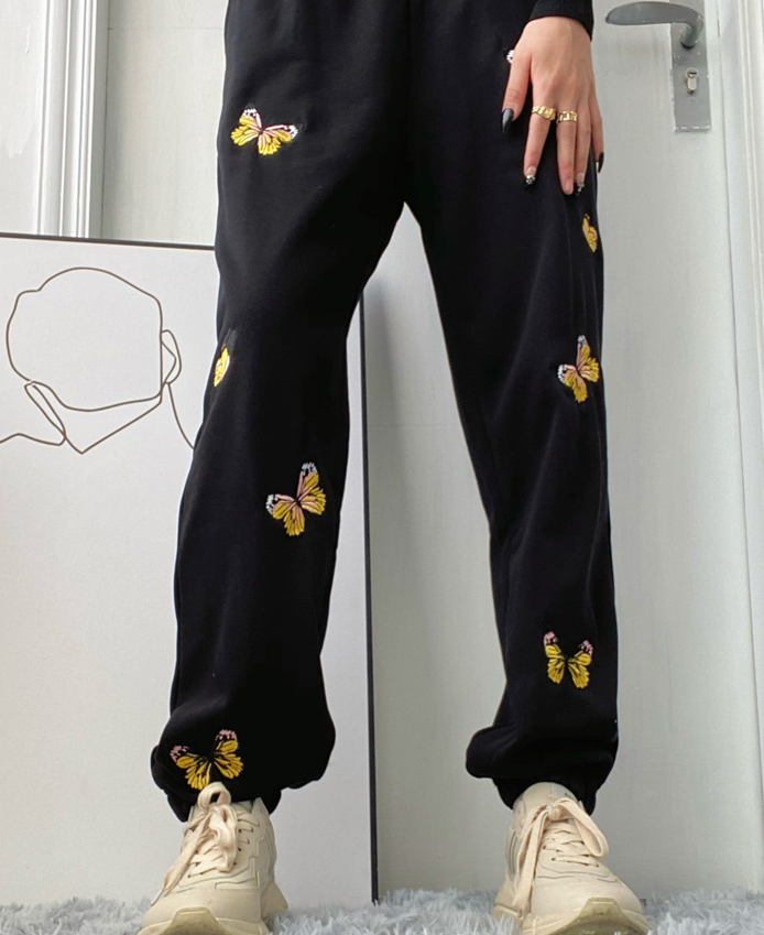 Title 6, New Butterfly Embroidery Sweatpants Women